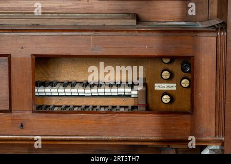 Orgeldetails, St. Thomas`s Church, Catthorpe, Leicestershire, England, Großbritannien Stockfoto